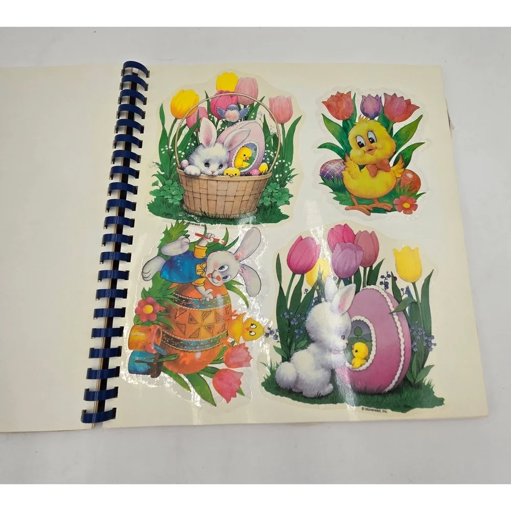 Easter and‎ Spring Vinyl Clings Storage Book Retro Bunny Chick Window Decal
